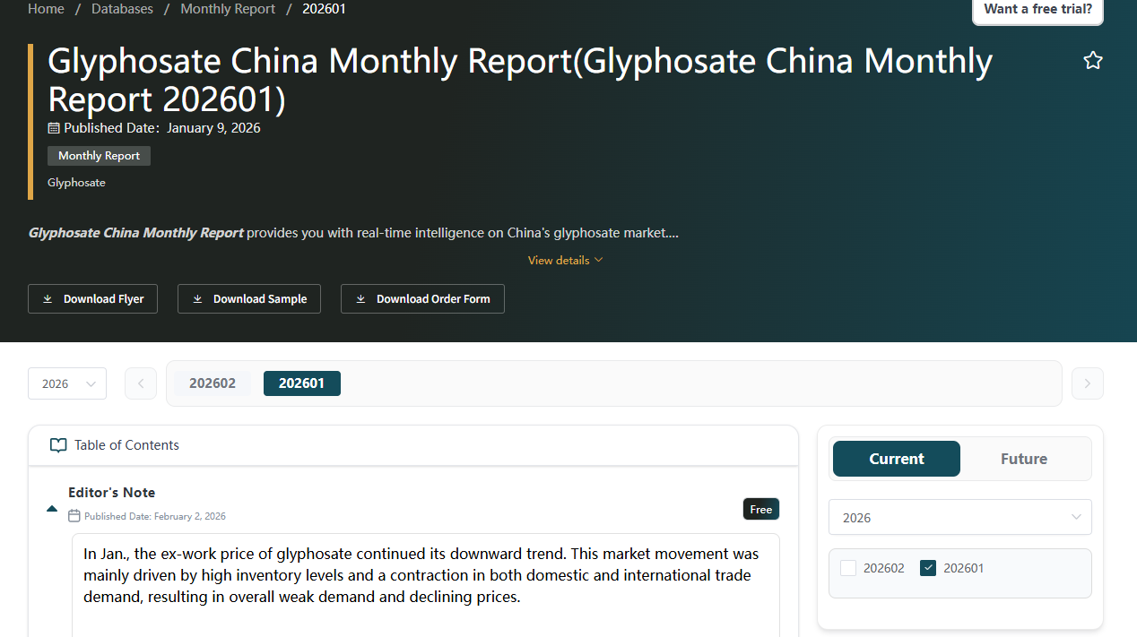 Glyphosate China Monthly Report 202601